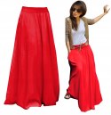Długa rozkloszowana spódnica styl BOHO czerwona